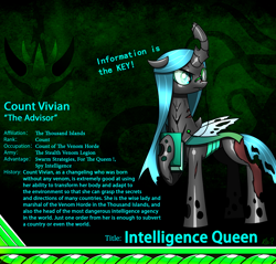 Size: 2340x2234 | Tagged: safe, artist:questionmarkdragon, oc, oc only, changeling, changeling queen, book, changeling queen oc, frown, high res, hoof hold, looking back, parent:queen chrysalis, raised hoof, solo, story included