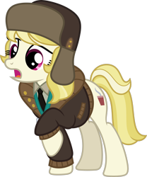 Size: 2494x3000 | Tagged: safe, artist:starryshineviolet, march gustysnows, earth pony, pony, g4, princess spike, background pony, clothes, female, hat, high res, mare, simple background, solo, transparent background, ushanka, vector