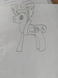 Size: 4608x3456 | Tagged: safe, artist:acid flask, oc, oc only, oc:acid flask, alicorn, pony, 2d, alicorn oc, art dump, curved horn, drawing, horn, looking at you, no tail, paper, sketch, sketch dump, smiling, smiling at you, traditional art, waving, waving at you, wings