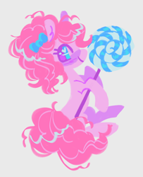 Size: 1280x1578 | Tagged: safe, artist:webkinzworldz, pinkie pie, earth pony, pony, g4, alternate design, blush scribble, blushing, bow, candy, female, food, hair bow, heart, heart eyes, lollipop, looking at you, mare, simple background, sitting, smiling, solo, wingding eyes