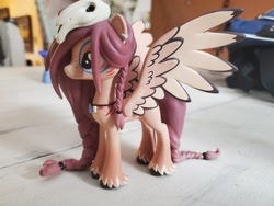 Size: 2048x1536 | Tagged: safe, artist:krowzivitch, oc, oc:ondrea, pony, braid, craft, customized toy, cute, diorama, figure, irl, photo, sculpture, solo, standing, toy, traditional art, wings