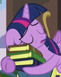 Size: 228x288 | Tagged: safe, screencap, twilight sparkle, alicorn, pony, g4, princess spike, season 5, adorkable, animated, book, book nest, bookhorse, close-up, cropped, cute, dork, eyes closed, female, gif, princess sleeping on books, sleeping, snoring, solo, that pony sure does love books, tired twilight, twiabetes, twilight sparkle (alicorn)