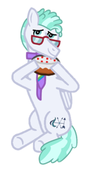 Size: 266x504 | Tagged: safe, artist:iarmista, feather flatterfly, pegasus, pony, g4, cake, food, glasses, male, necktie, simple background, sitting, solo, stallion, transparent background