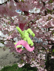 Size: 2736x3648 | Tagged: safe, alternate version, artist:malte279, part of a set, fluttershy, pony, g4, chenille, chenille stems, chenille wire, cherry blossoms, cherry tree, craft, flower, flower blossom, high res, irl, part of a series, photo, pipe cleaner sculpture, pipe cleaners, tree