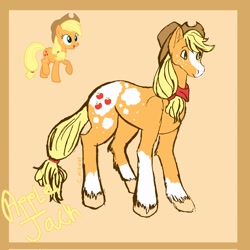 Size: 2048x2048 | Tagged: safe, artist:calzonedraws, applejack, earth pony, pony, g4, high res, redesign, solo
