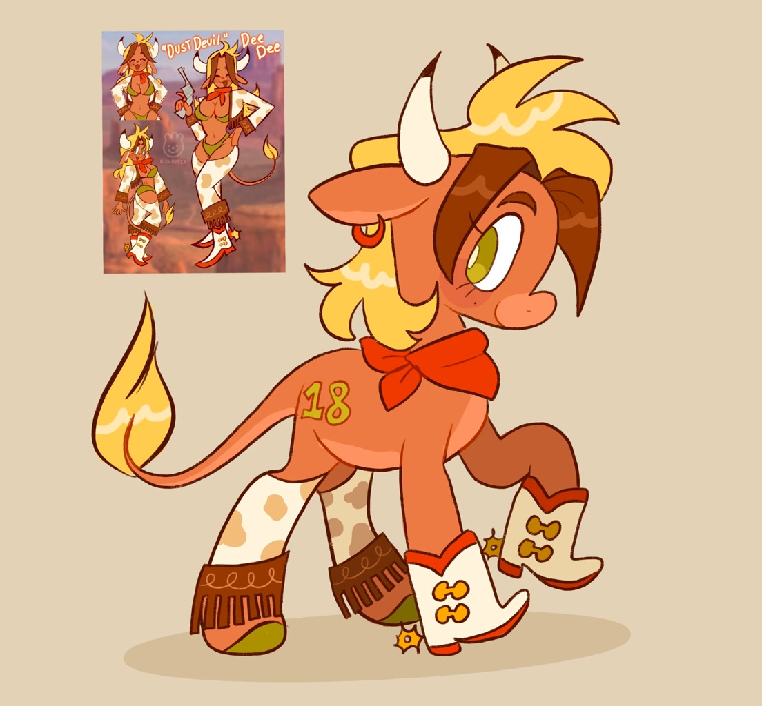 #3086375 - suggestive, artist:alexbeeza, oc, oc only, cow, cow pony ...