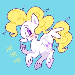 Size: 2048x2048 | Tagged: safe, artist:alexbeeza, surprise, pegasus, pony, g1, g4, blushing, female, flying, g1 to g4, generation leap, high res, laughing, mare, solo