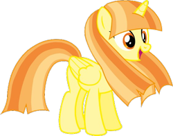 Size: 564x442 | Tagged: safe, artist:ncolque, oc, oc only, oc:daylight shine, alicorn, pony, long mane, multicolored mane, multicolored tail, simple background, smiling, solo, tail, transparent background, vector