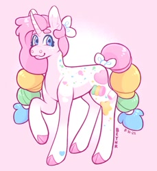 Size: 950x1037 | Tagged: safe, artist:beyhr, oc, oc only, oc:princess marshmallow fluff, pony, unicorn, cloven hooves, gradient background, looking at you, solo