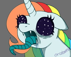 Size: 1000x800 | Tagged: safe, artist:orcabunnies, oc, oc only, oc:galaxy pop, alien, pony, unicorn, creepy, solo