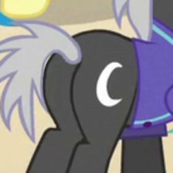 Size: 720x720 | Tagged: safe, screencap, dark moon, graphite, pony, unicorn, g4, butt, cropped, male, pictures of butts, plot, stallion