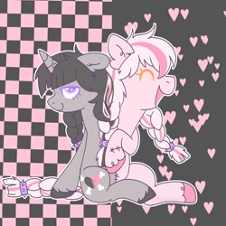 Size: 2000x2000 | Tagged: safe, artist:orcabunnies, oc, oc only, earth pony, original species, plush pony, pony, unicorn, conjoined, conjoined twins, duo, high res, plushie