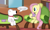 Size: 3563x2161 | Tagged: safe, artist:porygon2z, edit, fluttershy, dog, pegasus, pony, g4, brian griffin, cigarette, crossover, dialogue, family guy, food, high res, male, tea, updated image