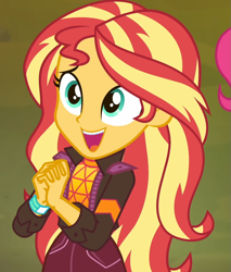 Size: 917x1075 | Tagged: safe, screencap, sunset shimmer, human, equestria girls, equestria girls specials, g4, my little pony equestria girls: better together, my little pony equestria girls: sunset's backstage pass, clothes, female, jacket, music festival outfit, solo