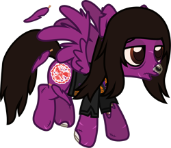 Size: 1128x973 | Tagged: safe, artist:lightningbolt, derpibooru exclusive, pegasus, pony, undead, zombie, zombie pony, g4, .svg available, bags under eyes, bloodshot eyes, bone, clothes, colored pupils, feather, flying, glasgow smile, lidded eyes, male, nose piercing, open mouth, pierce the veil, piercing, ponified, scar, show accurate, simple background, solo, stallion, stitches, svg, tattered, torn clothes, torn ear, transparent background, vector, vic fuentes, wings