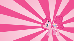 Size: 1920x1080 | Tagged: safe, artist:mlpwallpapermaker, pinkie pie, earth pony, pony, g4, female, mare, smiling, solo, sunburst background, wallpaper