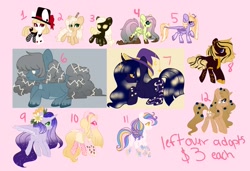 Size: 1461x1000 | Tagged: safe, artist:orcabunnies, oc, oc only, alicorn, earth pony, pegasus, pony, unicorn, adoptable