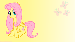 Size: 1920x1080 | Tagged: safe, artist:mlpwallpapermaker, fluttershy, pegasus, pony, g4, cutie mark, female, gradient background, looking at you, mare, solo, wallpaper