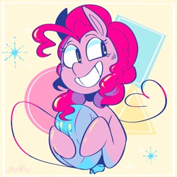 Size: 3000x3000 | Tagged: safe, artist:urbanqhoul, pinkie pie, earth pony, pony, g4, balloon, female, grin, high res, smiling, solo