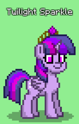 Size: 552x864 | Tagged: safe, twilight sparkle, alicorn, pony, pony town, g4, big crown thingy, element of magic, green background, jewelry, regalia, simple background, solo, twilight sparkle (alicorn)