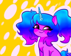 Size: 1368x1074 | Tagged: safe, artist:petaltwinkle, izzy moonbow, pony, unicorn, g5, alternate hairstyle, female, mare, pigtails, solo