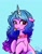 Size: 1074x1368 | Tagged: safe, artist:petaltwinkle, izzy moonbow, pony, unicorn, g5, behaving like a dog, blue background, collar, cute, dog collar, female, izzybetes, mare, simple background, solo, tongue out