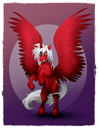 Size: 938x1227 | Tagged: safe, artist:ezrastarscale, oc, oc:draco scales, alicorn, pony, rearing, spread wings, wings