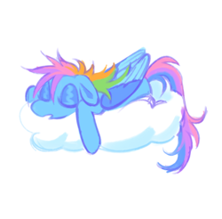 Size: 766x753 | Tagged: safe, artist:webkinzworldz, rainbow dash, pegasus, pony, g4, cloud, floppy ears, on a cloud, simple background, sleeping, sleeping on a cloud, solo, white background