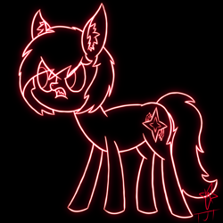 Size: 2000x2000 | Tagged: safe, artist:neonshy02, oc, oc only, oc:neon shy, earth pony, pony, angry, black background, earth pony oc, eye clipping through hair, frown, high res, neon, newbie artist training grounds, signature, simple background, solo, teeth