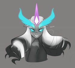 Size: 1454x1320 | Tagged: safe, artist:aztrial, opaline arcana, alicorn, pony, g5, spoiler:g5, alternate design, evil grin, evil laugh, female, gray background, grin, laughing, magic, mare, markings, simple background, sketch, smiling, solo, unshorn fetlocks