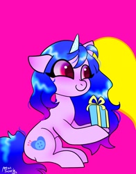 Size: 1074x1368 | Tagged: safe, artist:petaltwinkle, izzy moonbow, pony, unicorn, g5, multi image, purple background, simple background, solo