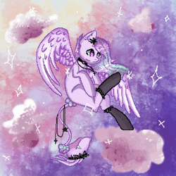 Size: 600x600 | Tagged: safe, artist:vivantae, oc, oc:soda sadie, original species, pegasus, plant pony, pony, animated, blinking, bouncing, clothes, collar, female, gif, jewelry, mare, moving, necklace, plant, socks, solo, tail, tailmouth, wings