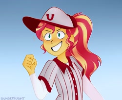 Size: 1759x1435 | Tagged: safe, artist:sunsetslight, sunset shimmer, human, equestria girls, g4, baseball, female, gradient background, solo, sports