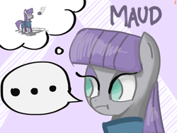 Size: 2048x1536 | Tagged: safe, artist:marzipun, maud pie, earth pony, pony, g4, rock, solo, thought bubble