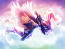 Size: 2828x2121 | Tagged: safe, artist:prettyshinegp, oc, oc only, pegasus, pony, colored wings, commission, falling, female, high res, mare, pegasus oc, solo, two toned wings, wings, ych result