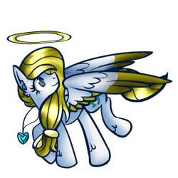 Size: 1000x1000 | Tagged: safe, artist:angellightyt, oc, oc only, oc:angel light, pegasus, pony, colored wings, ear piercing, eyelashes, female, halo, jewelry, looking back, mare, necklace, pegasus oc, piercing, simple background, solo, transparent background, two toned wings, wings