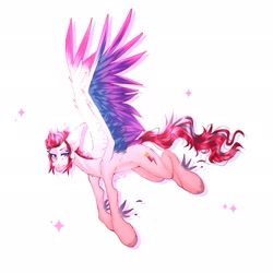 Size: 2048x2048 | Tagged: safe, artist:adel_sz_, zipp storm, pegasus, pony, g5, adorazipp, colored wings, cute, eye clipping through hair, eyebrows, eyebrows visible through hair, female, high res, looking at you, mare, multicolored wings, simple background, smiling, smiling at you, solo, sparkles, white background, wings