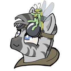 Size: 2048x2048 | Tagged: safe, artist:sprontr, oc, oc only, oc:edelweiss the seeker, oc:xylia, breezie, zebra, bag, bust, duo, female, goggles, high res, messenger bag, simple background, transparent background