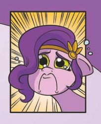 Size: 256x313 | Tagged: safe, artist:abby bulmer, idw, pipp petals, pegasus, pony, g5, spoiler:comic, spoiler:g5, spoiler:g5comic, spoiler:g5comic11, :c, adorapipp, cropped, cute, female, floppy ears, frown, jewelry, mare, pipp petals is best facemaker, reaction image, sad, sad face, sadorable, solo, tiara