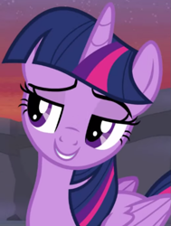 Size: 691x912 | Tagged: safe, screencap, twilight sparkle, alicorn, pony, g4, it ain't easy being breezies, season 4, cropped, female, folded wings, lidded eyes, mare, smiling, smug, smuglight sparkle, twilight sparkle (alicorn), wings