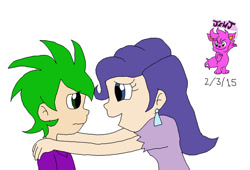 Size: 1024x697 | Tagged: safe, artist:stella-exquisa, rarity, spike, human, g4, alternate design, comforting, duo, hand on shoulder, humanized, implied shipping, implied spikebelle, implied straight, shipping denied, simple background, story included, white background