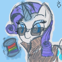 Size: 2048x2048 | Tagged: safe, artist:marzipun, rarity, pony, unicorn, g4, female, high res, sunglasses, thread, yarn