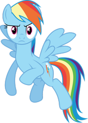 Size: 758x1054 | Tagged: source needed, safe, artist:dashiesparkle, rainbow dash, pegasus, pony, g4, sleepless in ponyville, angry, female, flying, frown, looking at you, magenta eyes, mare, simple background, solo, spread wings, transparent background, vector, wings