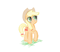 Size: 1654x1446 | Tagged: safe, artist:marzipun, applejack, earth pony, pony, g4, grass, simple background, solo