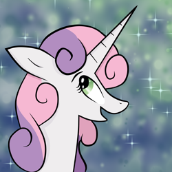 Size: 3000x3000 | Tagged: safe, artist:sweetai belle, derpibooru exclusive, sweetie belle, pony, g4, avatar, beautiful, bust, cute, diasweetes, female, high res, mare, phoebe and her unicorn, portrait, pretty, solo, style emulation