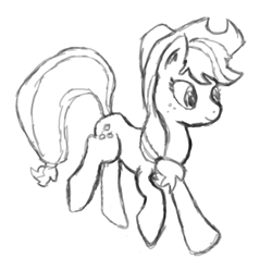 Size: 1132x1123 | Tagged: safe, artist:phillnana, applejack, earth pony, pony, g4, female, hat, sketch, solo