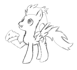 Size: 1501x1357 | Tagged: safe, artist:phillnana, soarin', pegasus, pony, g4, food, male, pie, solo, spread wings, stallion, wings