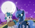 Size: 2220x1780 | Tagged: safe, artist:rainshadow, princess luna, stygian, alicorn, pony, unicorn, g4, blushing, clothes, crown, female, jewelry, looking at each other, looking at someone, male, mare, regalia, ship:styuna, shipping, smiling, stallion, straight