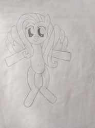 Size: 3120x4208 | Tagged: safe, artist:xuf, fluttershy, pegasus, pony, g4, female, flying, mare, monochrome, solo, traditional art