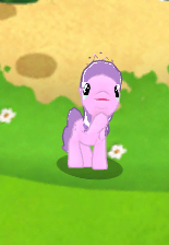 Size: 155x224 | Tagged: safe, gameloft, screencap, diamond tiara, earth pony, pony, g4, my little pony: magic princess, looking up, waving